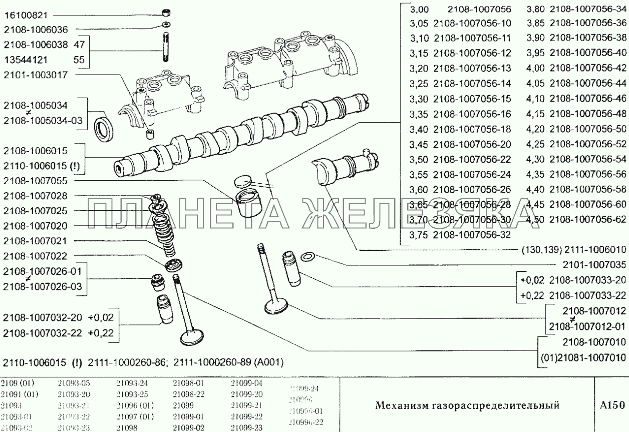 Механизм газораспределительный ВАЗ-2109